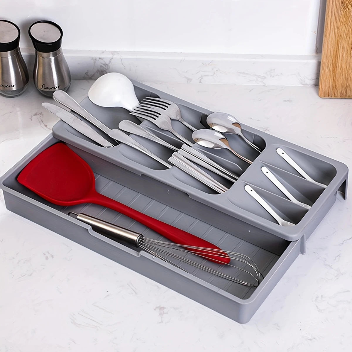 Kitchen Retractable Knife, Fork, Spoon Separation And Sorting Tableware Storage Box Oasis Select