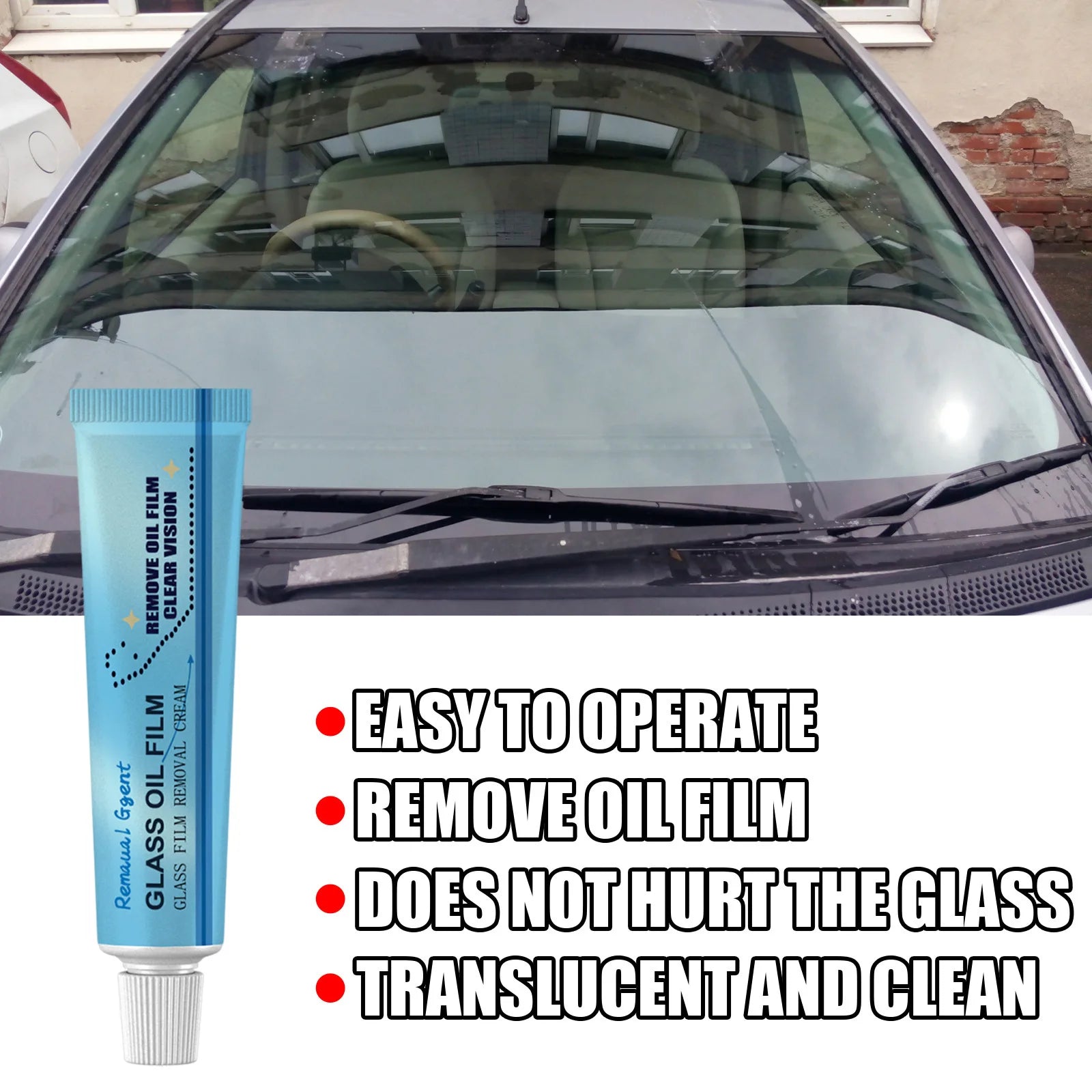 Car Glass Oil Film Remover Remove Stubborn Oil Film Dirt Stain Anti Smear Not Scratch Glass Restore Clarity Car Glass Cleaner Oasis Select