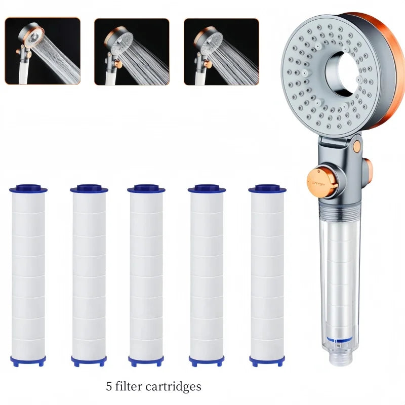 Shower Enclosure with Filter, High Pressure Shower Head with 3 Modes, Water Saving Bathroom Showers, Rain Shower Head Oasis Select