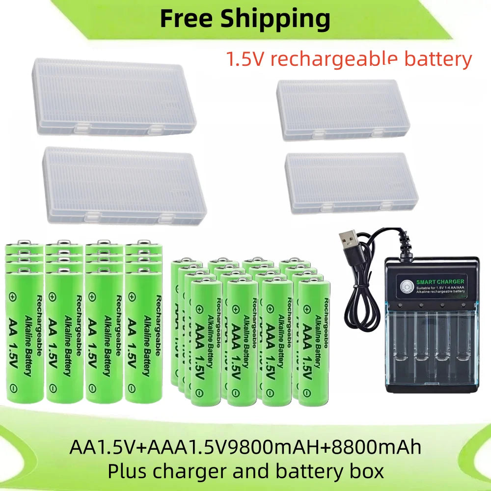 Yuform 1.5V AA & AAA Rechargeable Batteries + USB Charger
