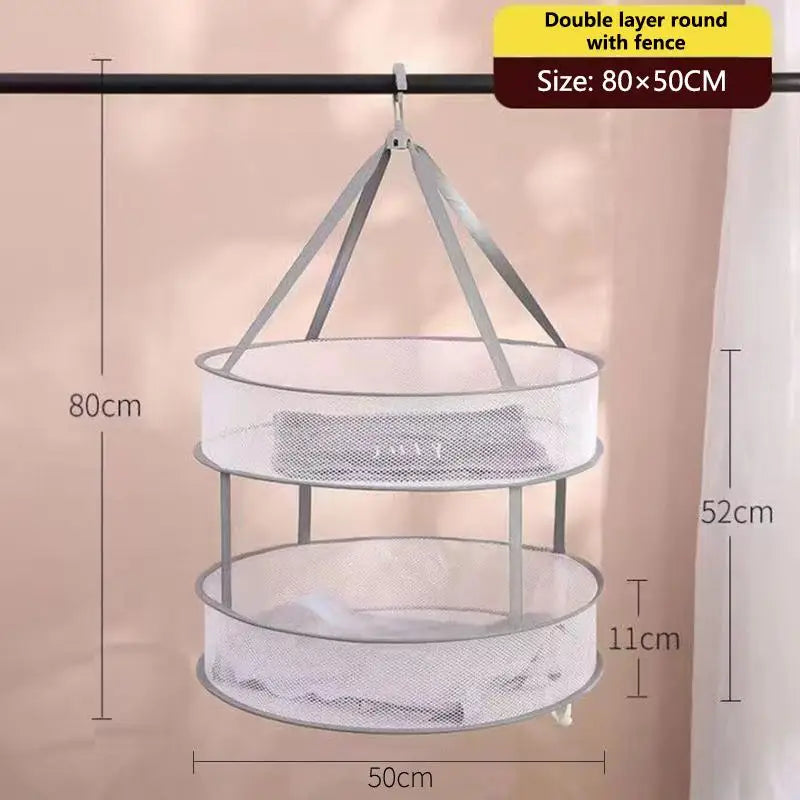 1/2 Layer Home Foldable Mesh Clothes Basket Clothes Net Sweater Anti Deformation Flat Clothes Basket Socks Underwear Tool Oasis Select 2