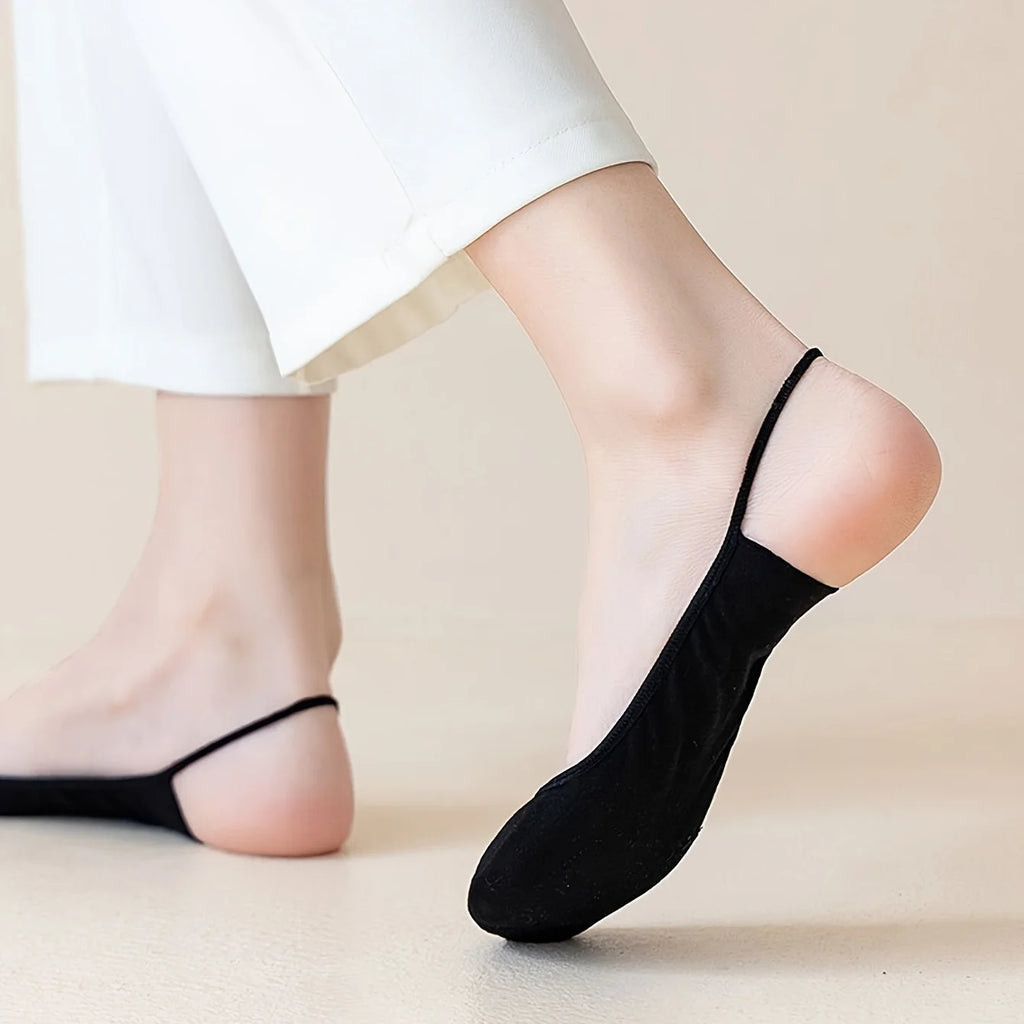 5 Pairs Women Invisible Boat Socks, summer thin shallow mouth design. Anti-slip half sole, heel drop-proof, comfortable socks Oasis Select