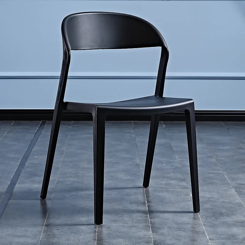 Nordic simple plastic chair household dining chair adult leisure creative desk chair lazy backrest stool Oasis Select Black 2 pieces