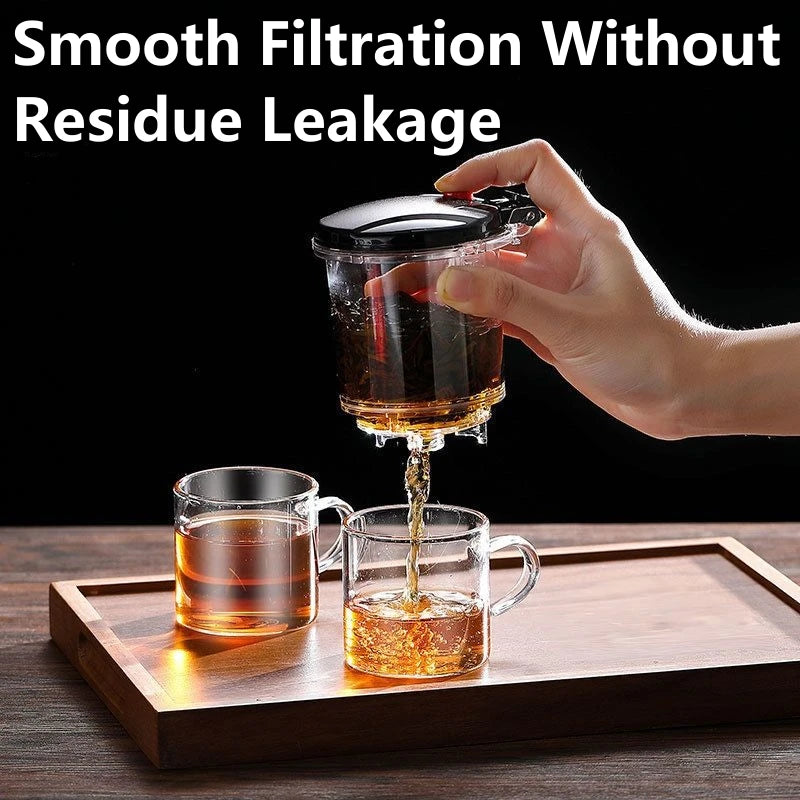 Water Separation Inner Container Teapot One Click Switch Tea Separation Filtration Glass Tea Pot 500ml-1800ml Kung Fu Teaware Oasis Select