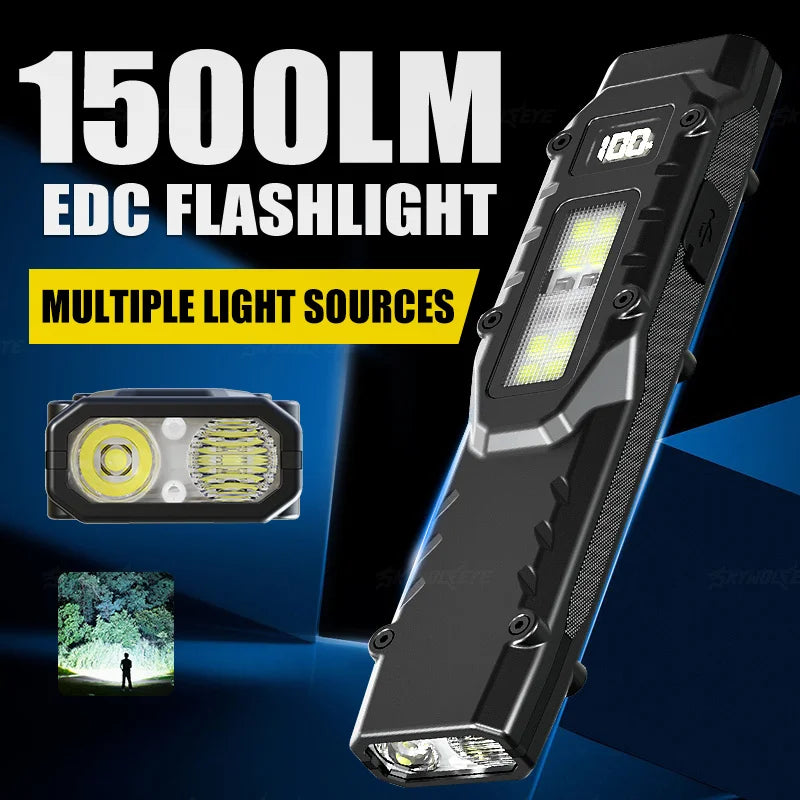 ZHIYU EDC Tactical Flashlight 1200 Lumen Dual LED+COB USB-C