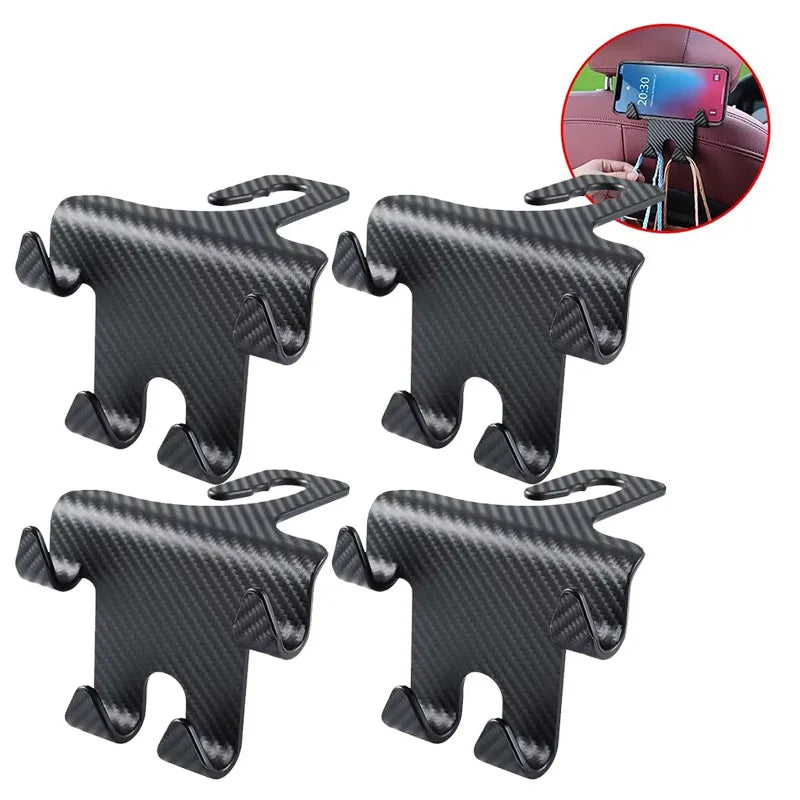 1/2/4/5Pcs Car Seat Headrest Hook 4 Pack Hanger Storage Organizer Universal for Handbag Purse Coat Fit Universal Vehicle Oasis Select 4pcs-Upgraded B