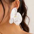 IngeSight.Z Classic Pink Butterfly Orchid Pendant Earrings Exaggerated Large Flower Earrings for Women 2024 Ear Jewelry Gift Oasis Select White