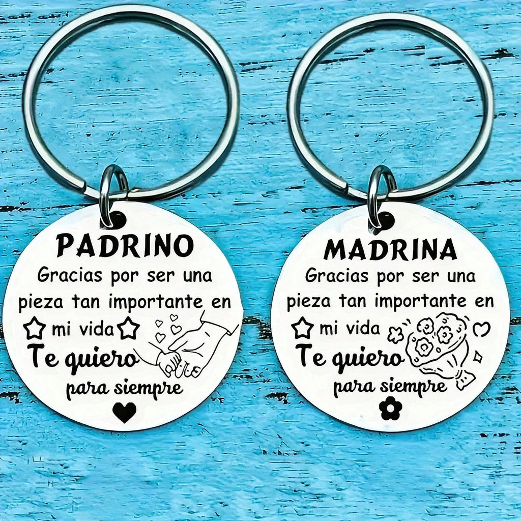 Stainless Steel Keychain,Godmother And Godfather Key Ring Gift,Funny Creative Key Chain With Key Buckle,Christmas Gift,Christmas Oasis Select
