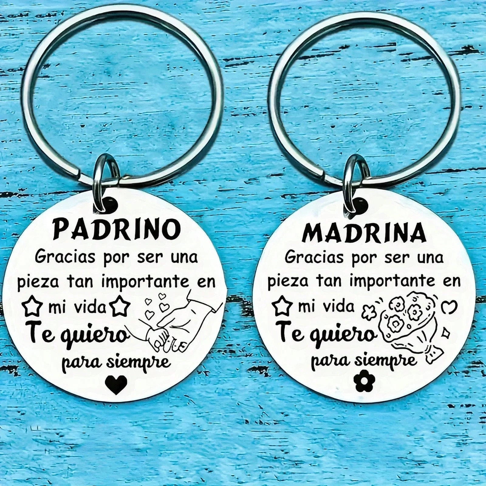 Stainless Steel Keychain,Godmother And Godfather Key Ring Gift,Funny Creative Key Chain With Key Buckle,Christmas Gift,Christmas Oasis Select