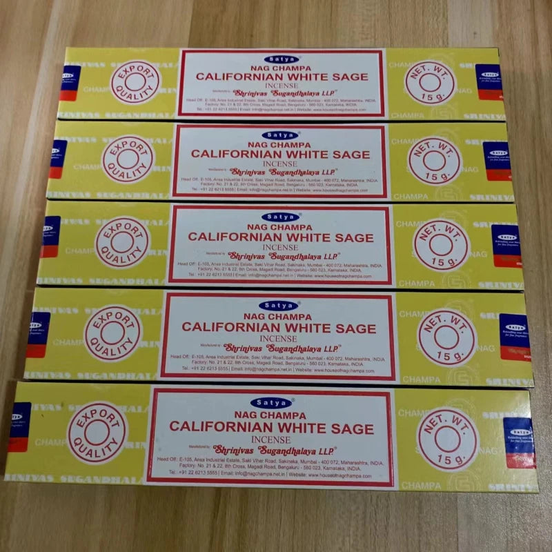5BOX NAG Champa Incienso Satya Incense Collection Satya Handmade Sticks with Flavors Refreshing Medicinal Aromas Home Fragrances Oasis Select California white sag 5 small box