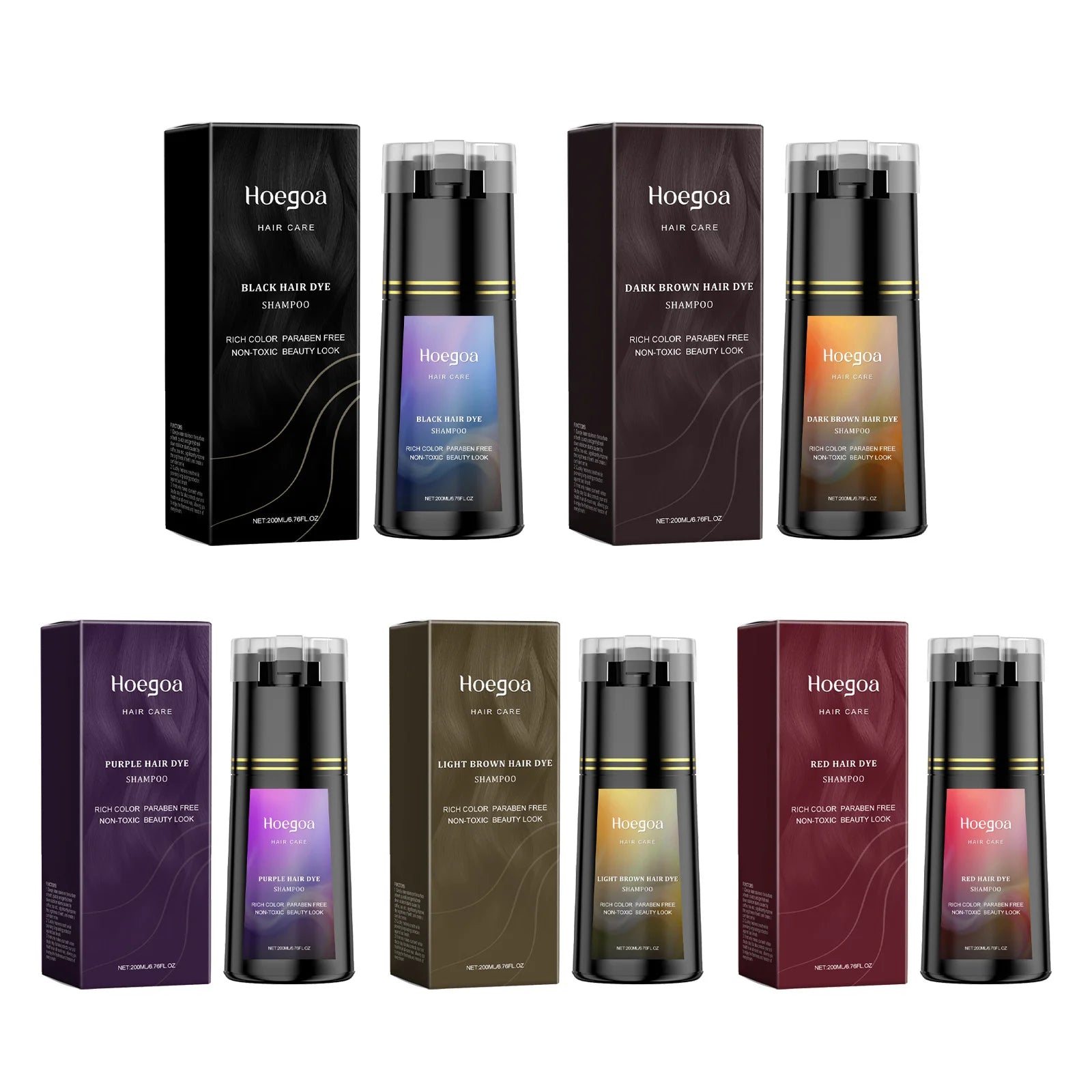 Hoegoa Hair Dye Shampoo Permanent Brown Natural Coloring Coverage Gray Hair Lasting Moisturizing Fluffy Hair Darkening Shampoo Oasis Select
