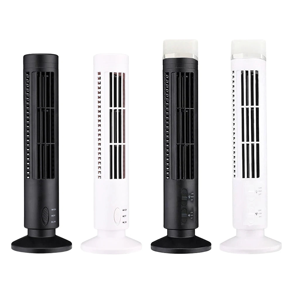 Mini Bladeless USB Tower Fan – 2-Speed Portable Vertical Fan Bladeless Tower Fan Oasis Select