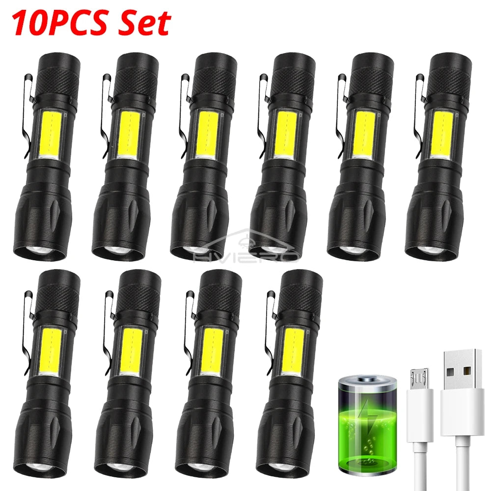 HVIERO Mini Rechargeable LED Flashlight 3W Waterproof T6 Torch