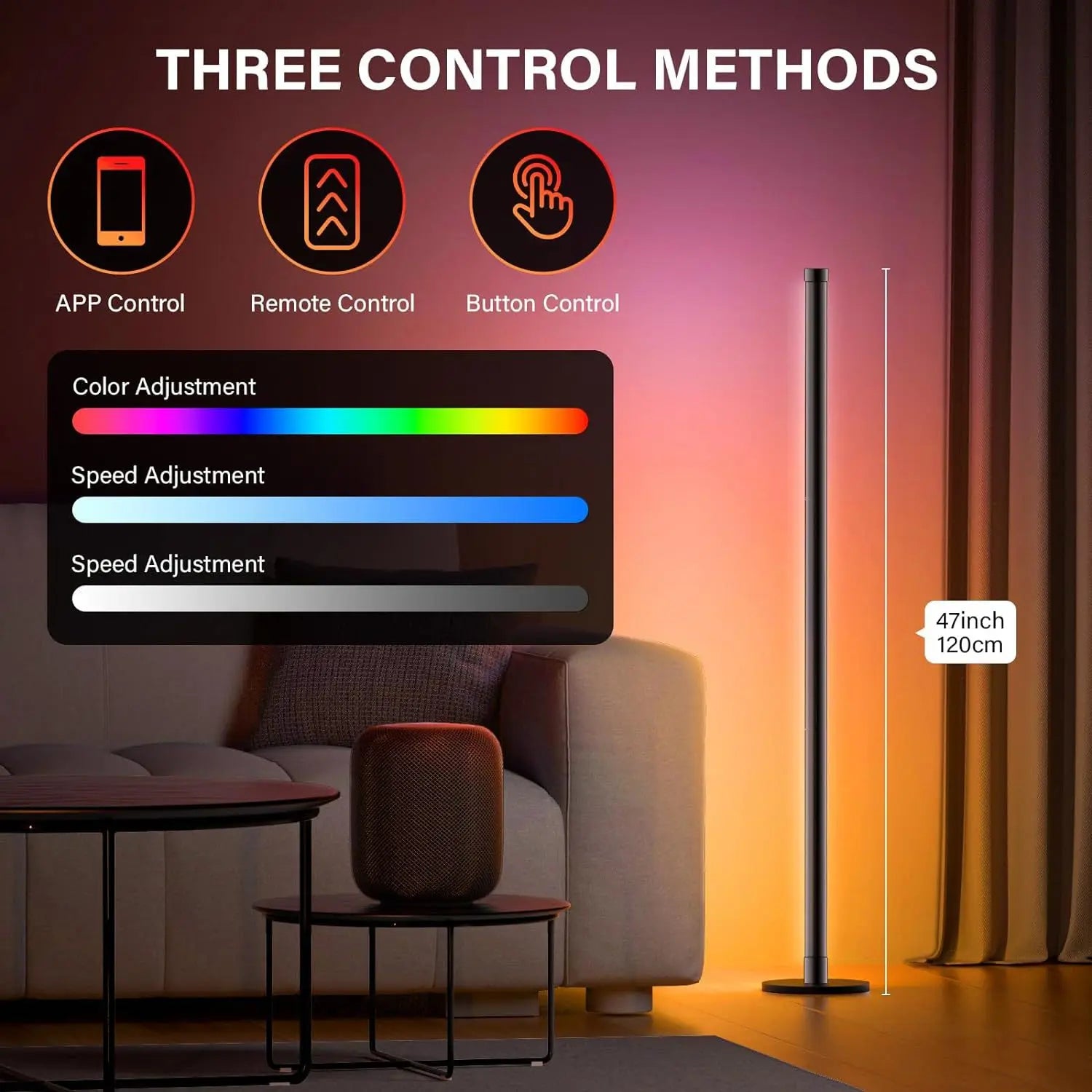 RGB Dimmable LED Floor Lamp | Minimalist Mood Light for Bedroom