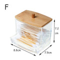 Acrylic Storage Box Bathroom Jar Makeup Organizer Cotton Round Pad Holder Cotton Swab Box Qtip Holder Dispenser with Bamboo Lid Oasis Select F