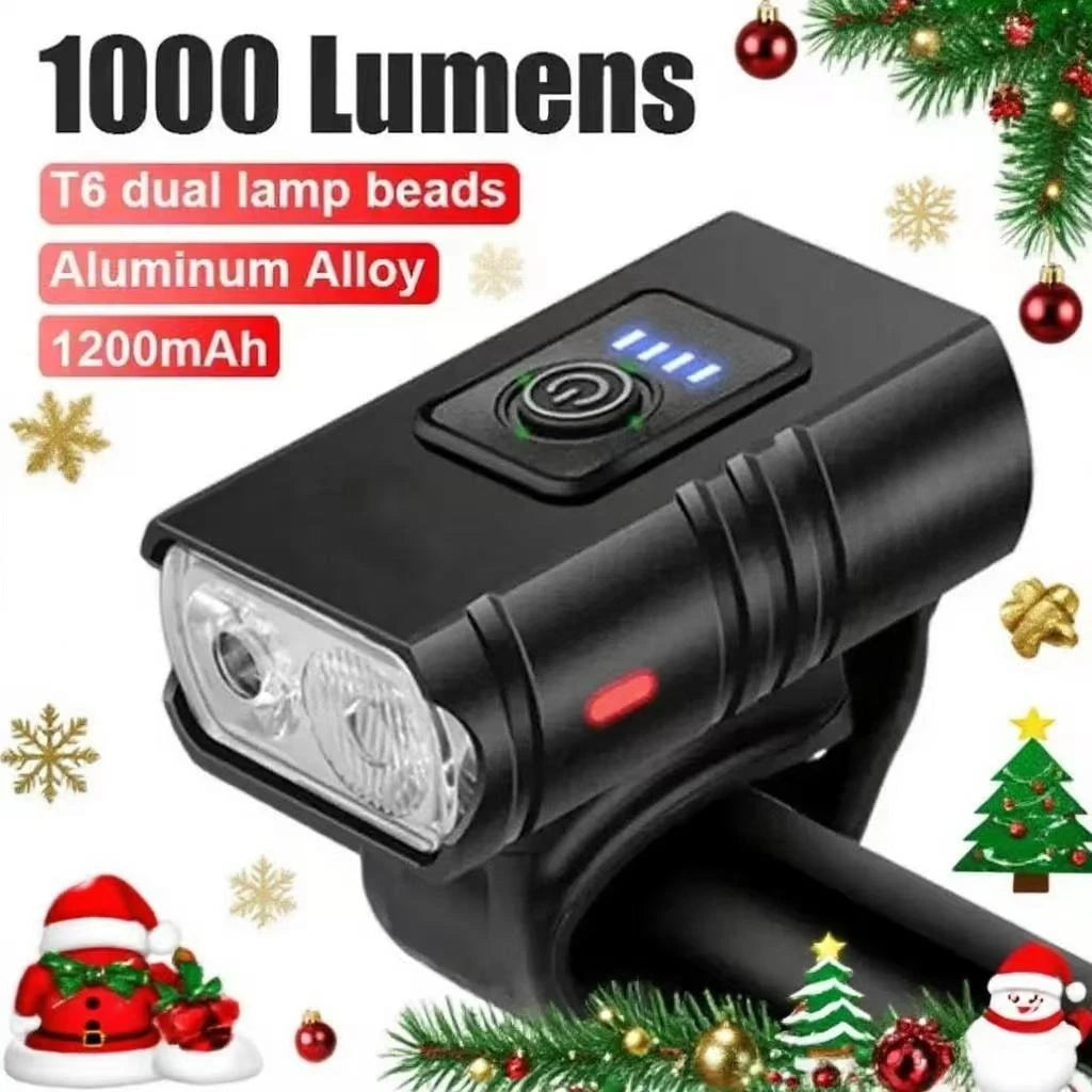 1000LM Bicycle Front Light Bright Bike Led Flashlight Lantern Rechargeable MTB Bike Rear Lamp for Cycling Headlight Christmas Oasis Select