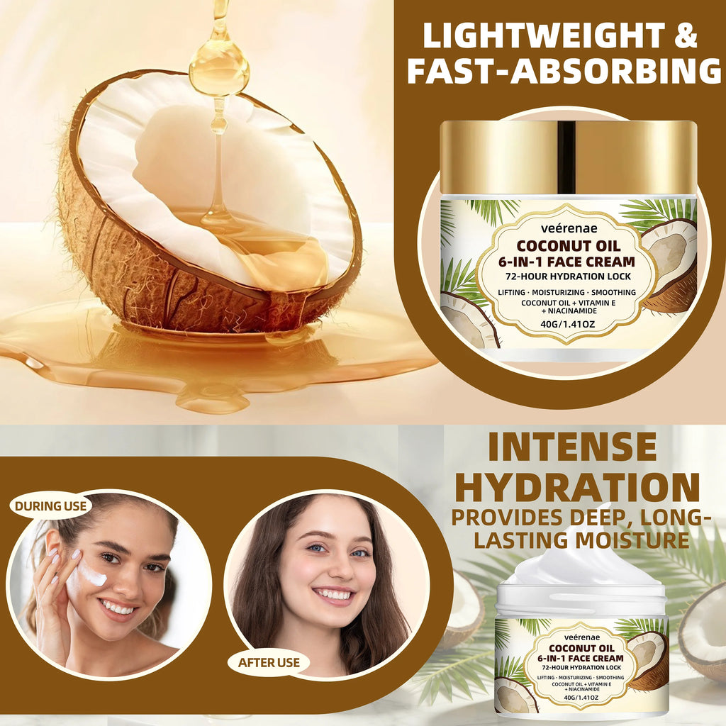 veérenae Coconut Oil 6-in-1 Face Cream – All Skin Types Face Moisturiser Oasis Select