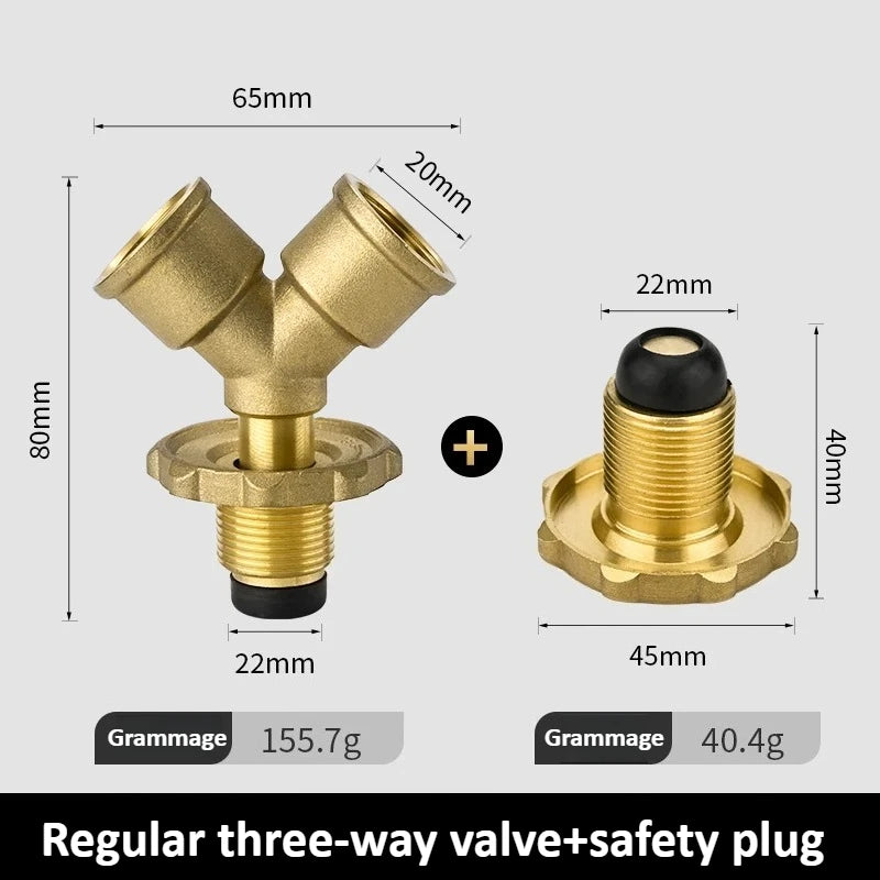 Brass Y Valve Connectors Garden Hose Hose Splitter with Solid Handle Brass Water Garden Hose Adapter 2 Way Oasis Select Regular version plug