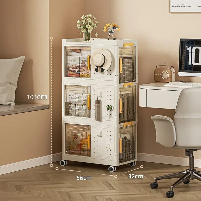 Stackable bookcase storage box Movable sorting folding box Classroom storage Living room sundries storage box sturdy and durable Oasis Select third floor