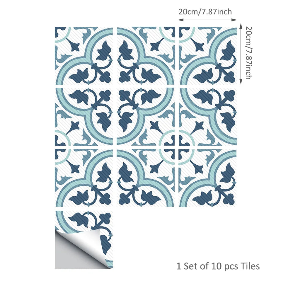 20*20cm Nordic Style Floor Tile Stickers Waterproof Anti-slip Wall Decals Home Decor for Bathroom Kitchen Oasis Select DB185 20 20CM 10PCS