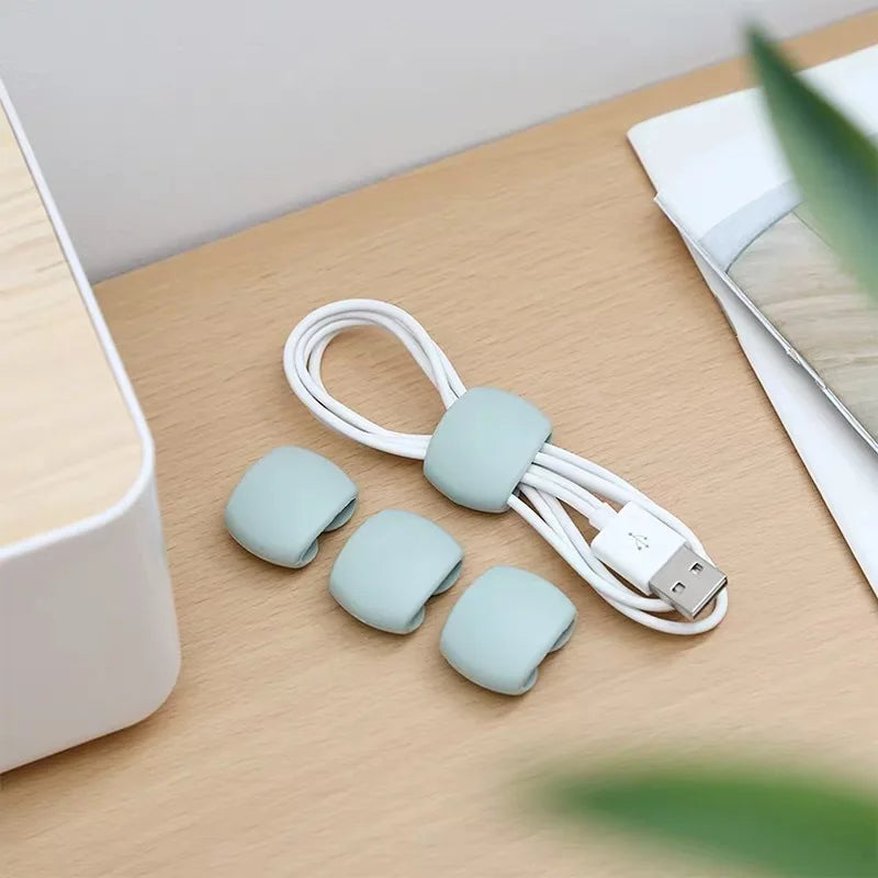 Silicone USB Cable Organizer Cable Winder Desktop Tidy Management Clips Cable Holder for Mouse Headphone Wire Organizer Oasis Select 4PCS Blue