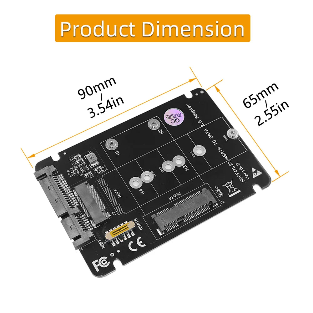 2-in-1 M.2 NGFF & mSATA to SATA3 SSD Adapter Board