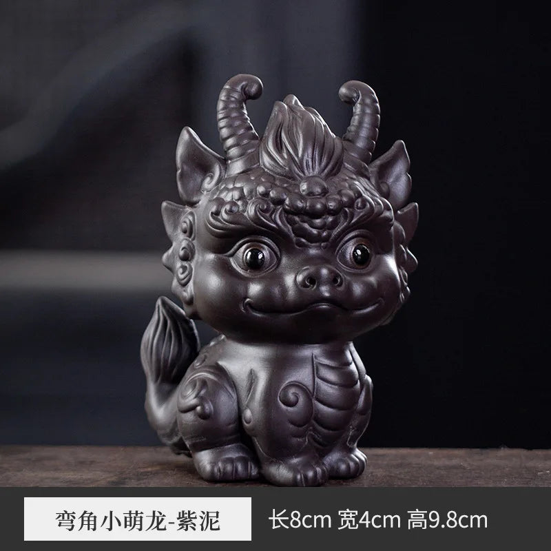 Lucky Purple Clay Cute Pixiu Tea Pet Ornament Premium Nurturable Creative Personalized Tea Play Tea Table Tea Set Accessories Oasis Select Dragon-purple Clay 1