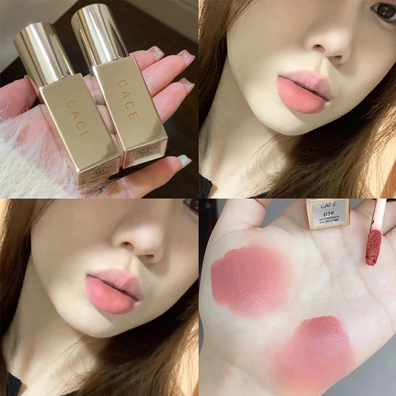 CACE Gold Tube Matter Lip Mud Moisturizing Long Lasting Liquid Lipstick Soft Mist Silky Lipgloss Tint Natural Makeup For Women Oasis Select 03
