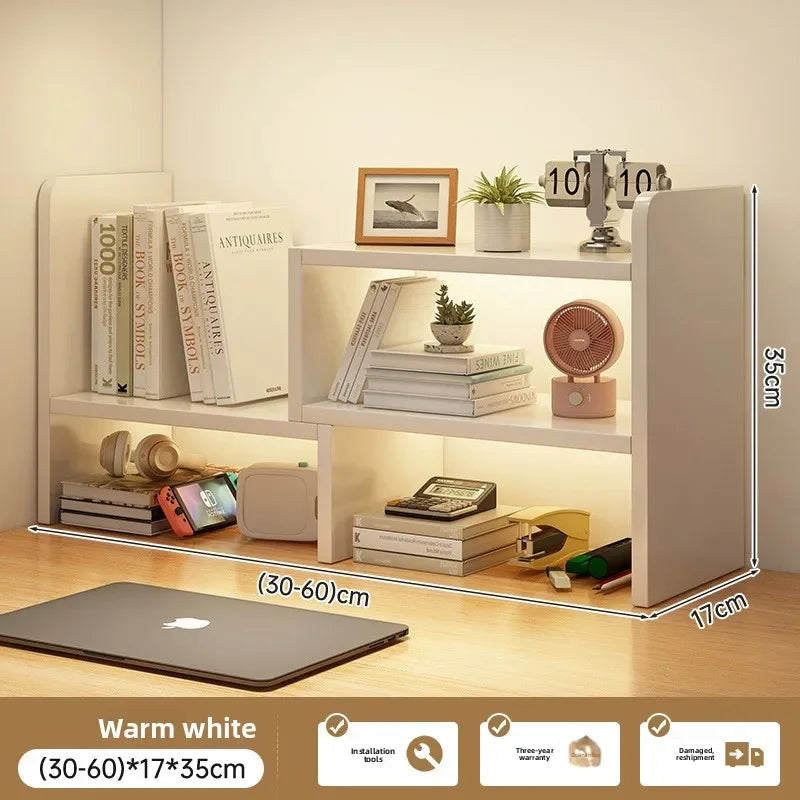 Desktop bookshelf storage shelf office storage shelf simple desk multi-layer telescopic shelf home desk small bookcase Oasis Select