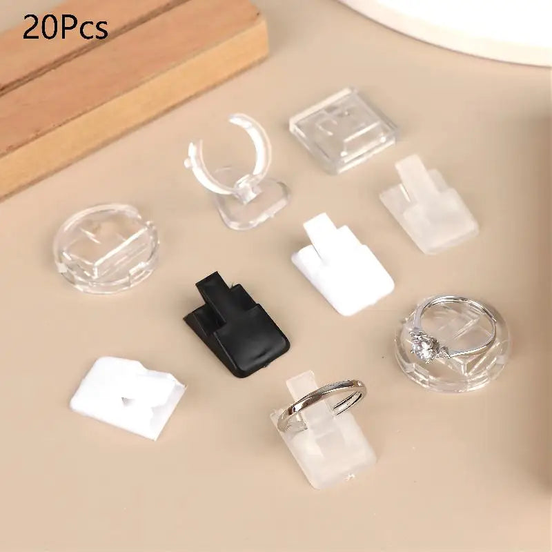 20Pcs Plastic Ring Display Stands, Jewelry Storage Organizer Rack Counter Showcase Decor Holder Oasis Select