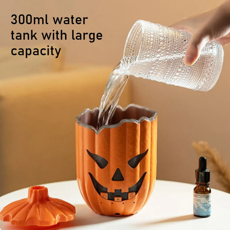 Halloween Jack-o'-lantern Humidifier USB Essential Oil Diffuser with Led Night Light For Home Room Decor Pumpkin Aroma Diffuser Oasis Select