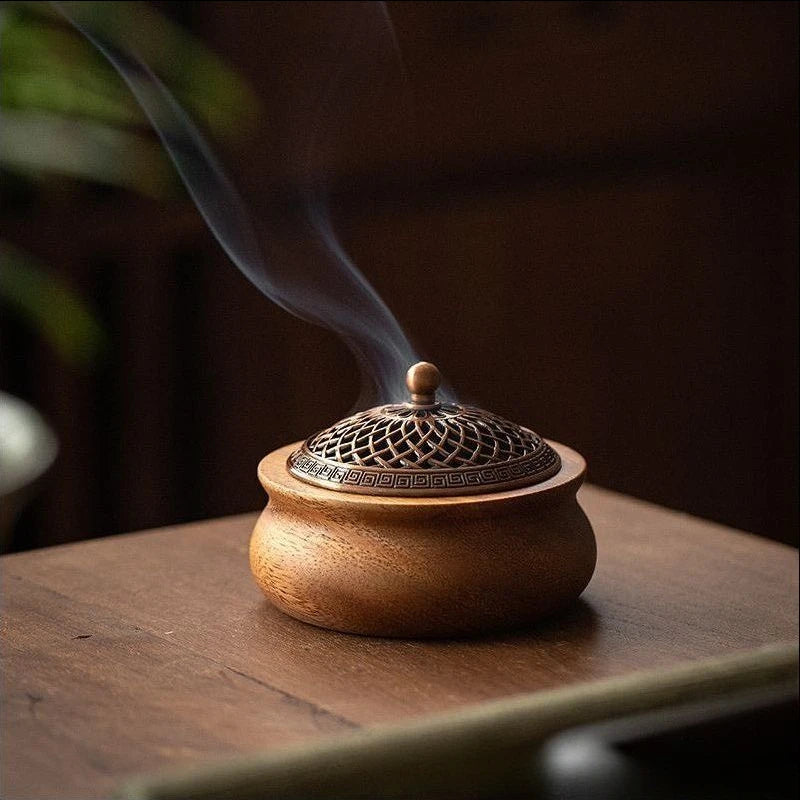 Walnut Wood Solid Wood Incense Burner Chinese-style Retro Household Incense Burner Base Creative Sinking Incense Burner Oasis Select