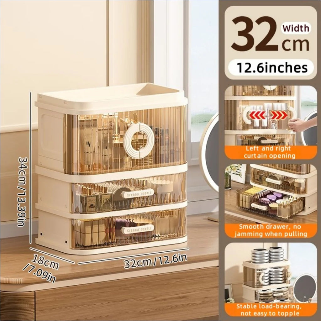 1 pcs Folding storage box, cosmetics desktop dressing table, lipstick and skin care products, large-capacity storage rack Oasis Select 3 Tiers