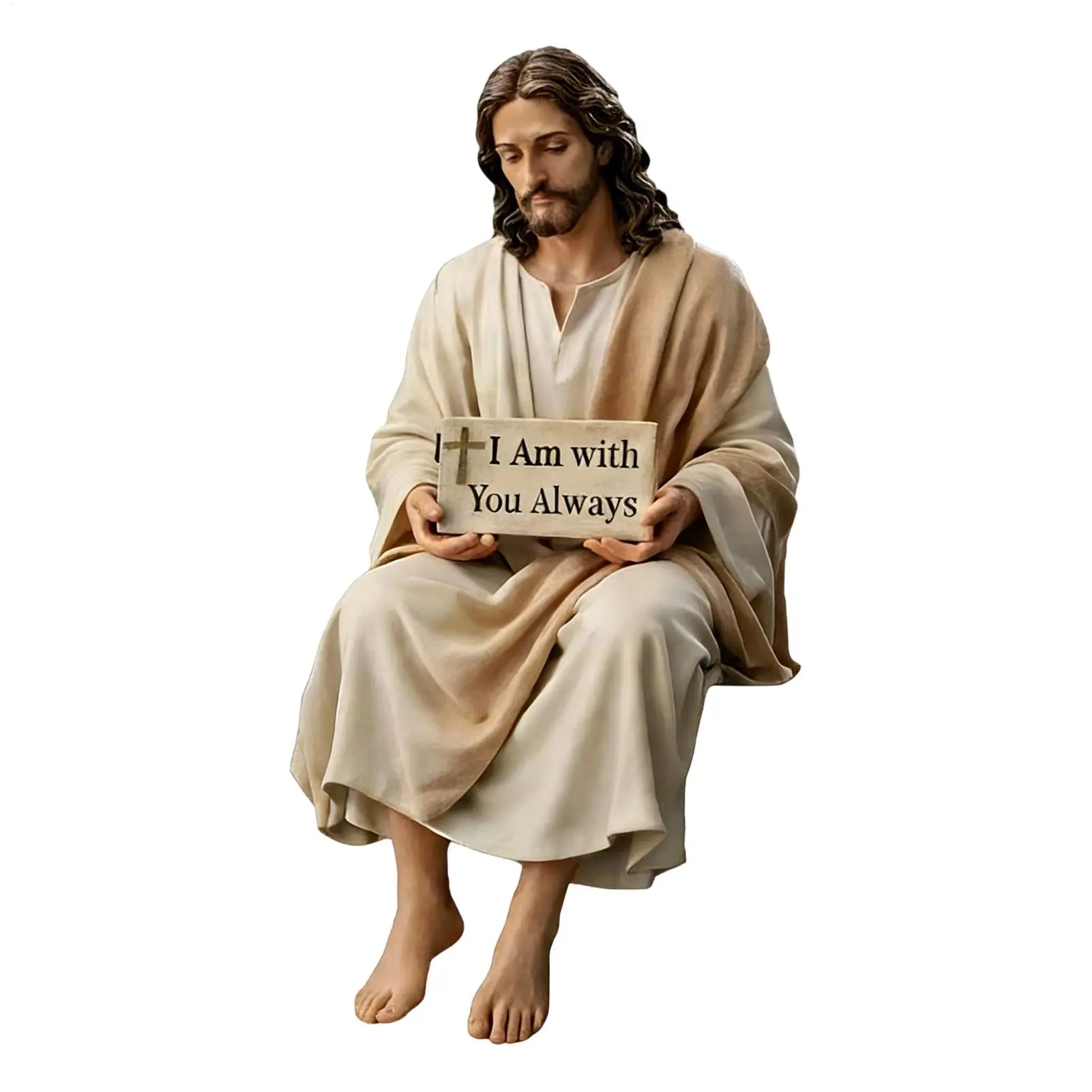Resin Jesus Figurine Resin Spiritual Inspirational Hand Painted Statue Religious Memorial Figurine For Prayer Birthday Party Oasis Select