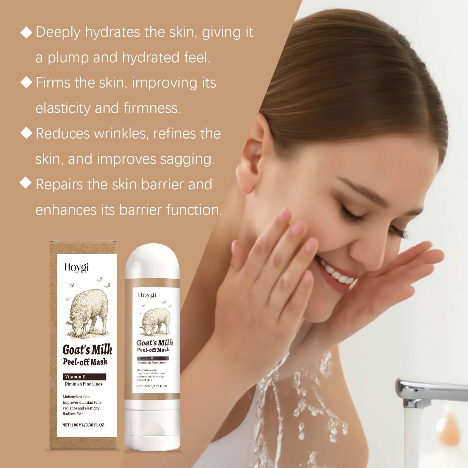 Anti-Fine Line Goat Milk Peel-Off Mask Improves Dullness Brightens Skin Hydrates Gently Cleanses Leaves Facial Skin Soft Smooth Oasis Select
