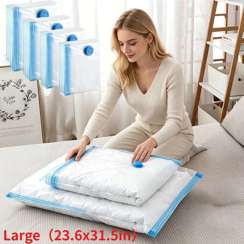 4PCS Vacuum Bag With Valve or Pump for Clothes Storing Large Plastic Compression Empty Bag Travel Accessories Storage Containe Oasis Select