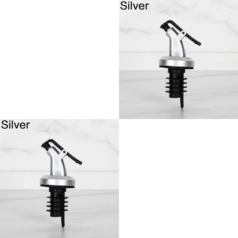1/2/3/4pcs Oil Vinegar Bottle Stopper Leak-Proof Oil And Vinegar Dispenser Pour Spouts Multifunctional Suitable For Most Bottles Oasis Select 2pcs Silver