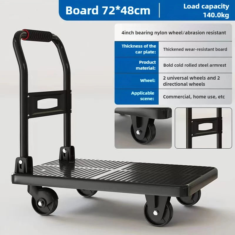 trolley pulling goods four-wheeled flatbed cart pushing goods truck folding trolley express trailer Oasis Select 72 48cm