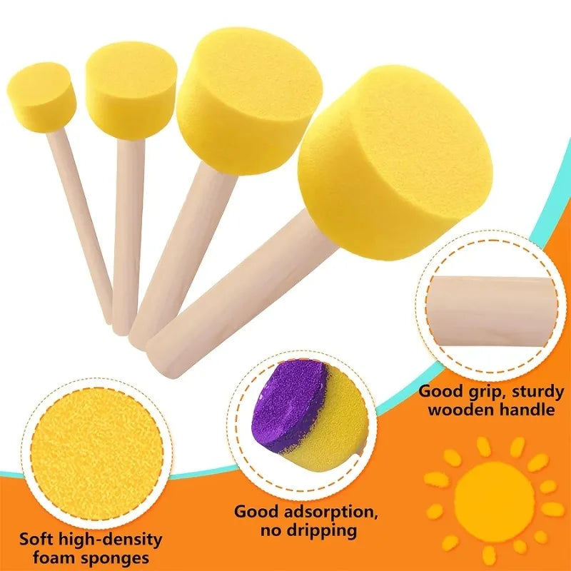 4 Size Round Foam Sponge Set Reusable Paint Sponges Multi-use Art Tools for Acrylic Watercolor Kid Craft Creation Oasis Select