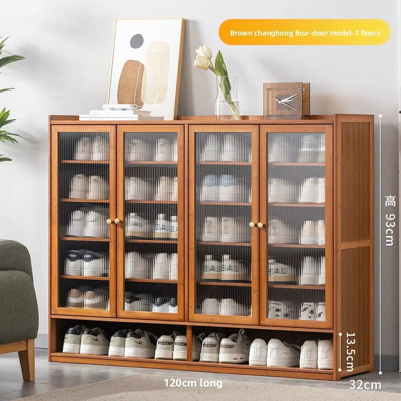 Household door shoe rack simple indoor rental house storage artifact economical multi-layer dust shoe cabinet new Oasis Select Four doors and 7th