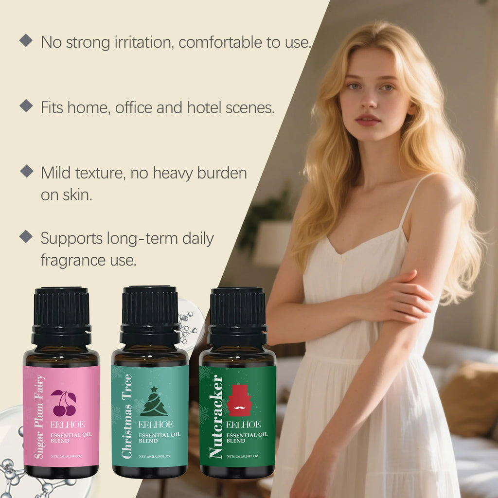 Holiday Moisturizing Fragrance Essential Oil Set for Aromatherapy Diffuser & Skin Care Christmas Gift Scent Relaxing Hydrating Oasis Select