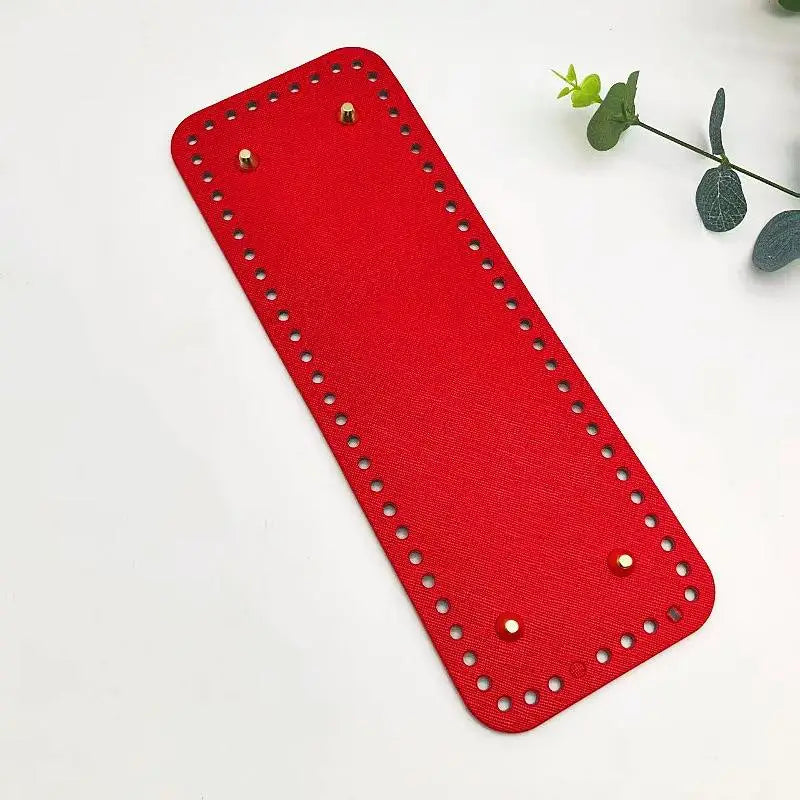 Handmade Rectangular 28 * 10cm Bottom For Knitted Bag PU Leather Pad Handcraft Bag Base With Holes DIY Crochet Bag Bottom Oasis Select Red