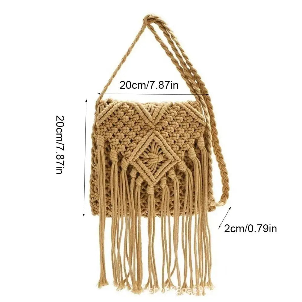 Bohemian Woven Tassel Shoulder Bag | Women's Crossbody Purse Woven Shoulder Bag Oasis Select