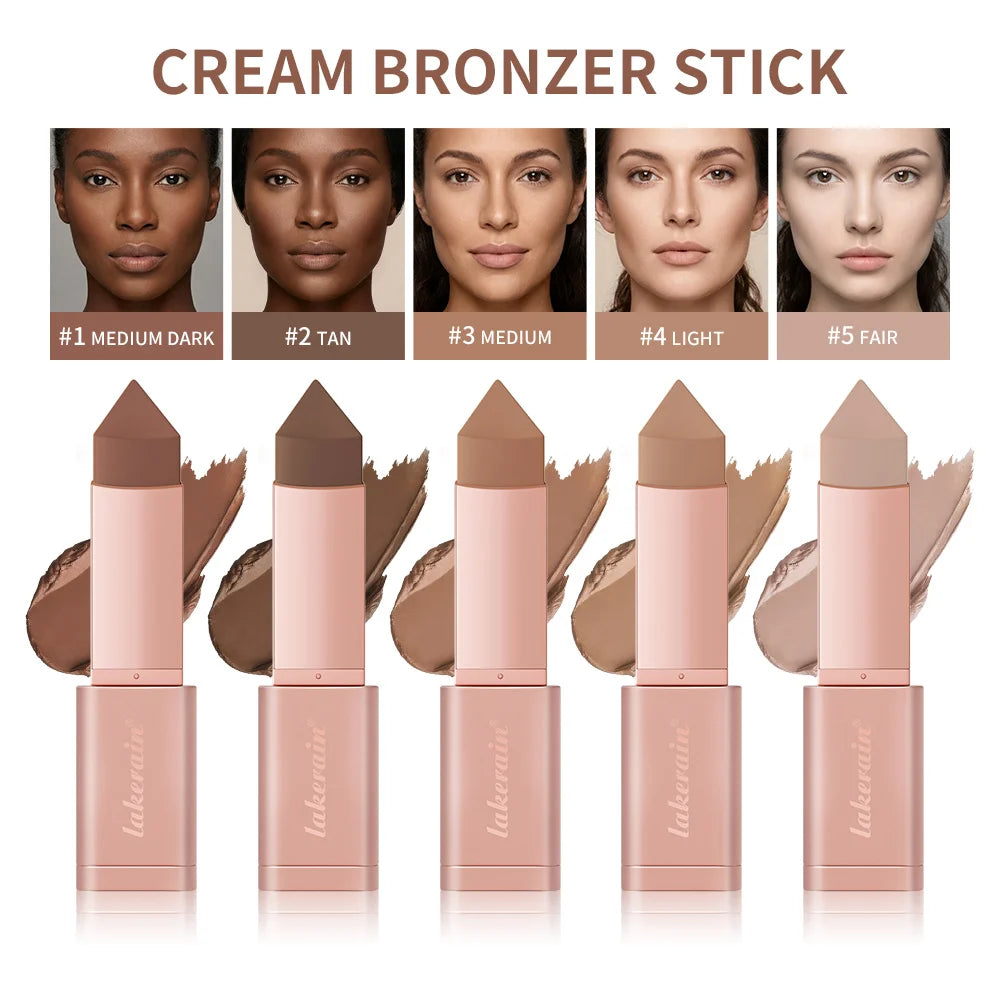 3D Bronzer Contour Stick Face Makeup Lasting Smooth Contour Bronzing & Contouring 2 IN 1 Creamy Bronze Stick Cosmetics 5 Colors Oasis Select