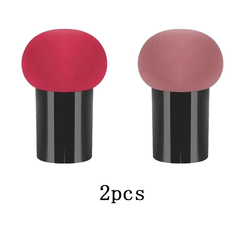 Mushroom Head Makeup Sponge Dry Wet Dual-use Cosmetic Powder Puff with Handle Case Professional Foundation Creams Beauty Tools Oasis Select Wine Red-Coffee