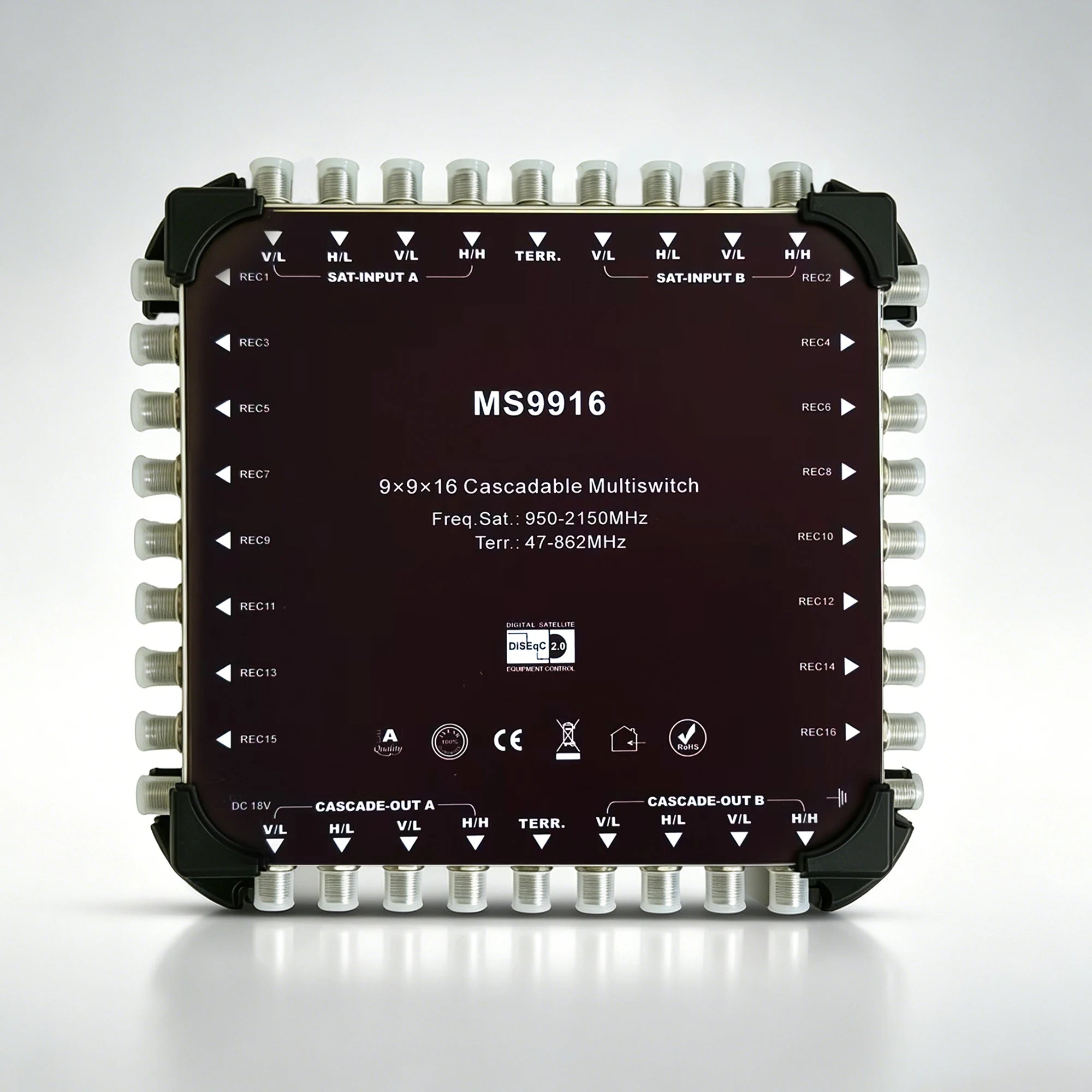 9 in 16 out cascade switch，Satellite signal power splitter，22k diseqc satellite multi switch Oasis Select