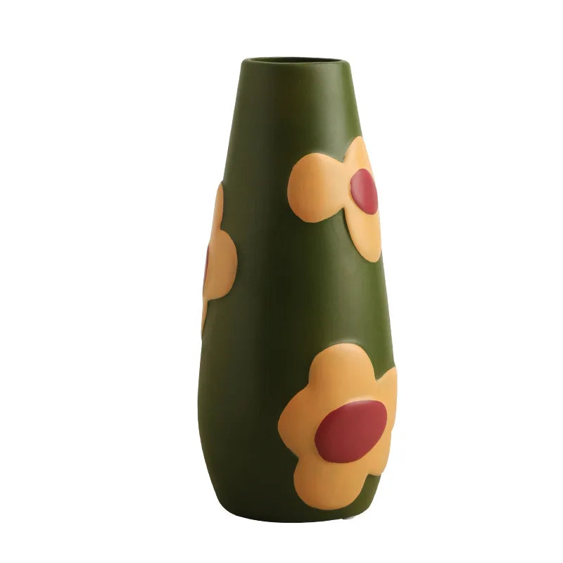 Nordic Morandi Painted Ceramic Vase Living Room Floral Arrangement Creative Home Modern Abstract Art Decoration Oasis Select