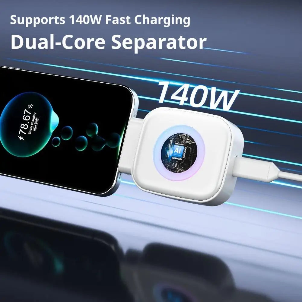 140W Type-C Fast Charging Adapter Automatic Power Off Anti Overcharge Protection Full Charge Separator Safe Charging Device Oasis Select