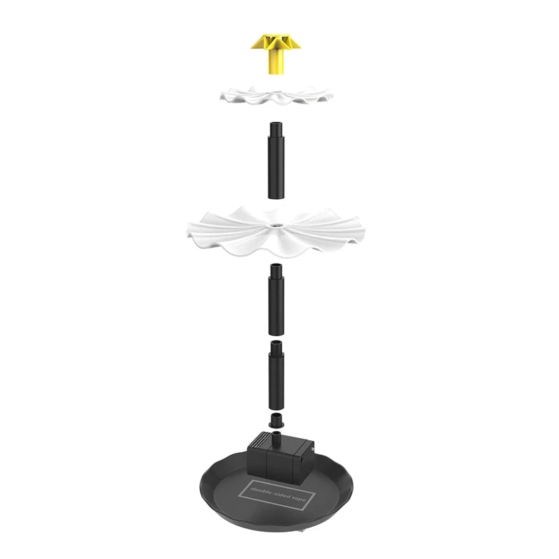 3 Tiered Bird Bath With Solar Pump,DIY Solar Fountain Detachable And Suitable For Bird Bath, Garden Decoration,Outdoor Oasis Select