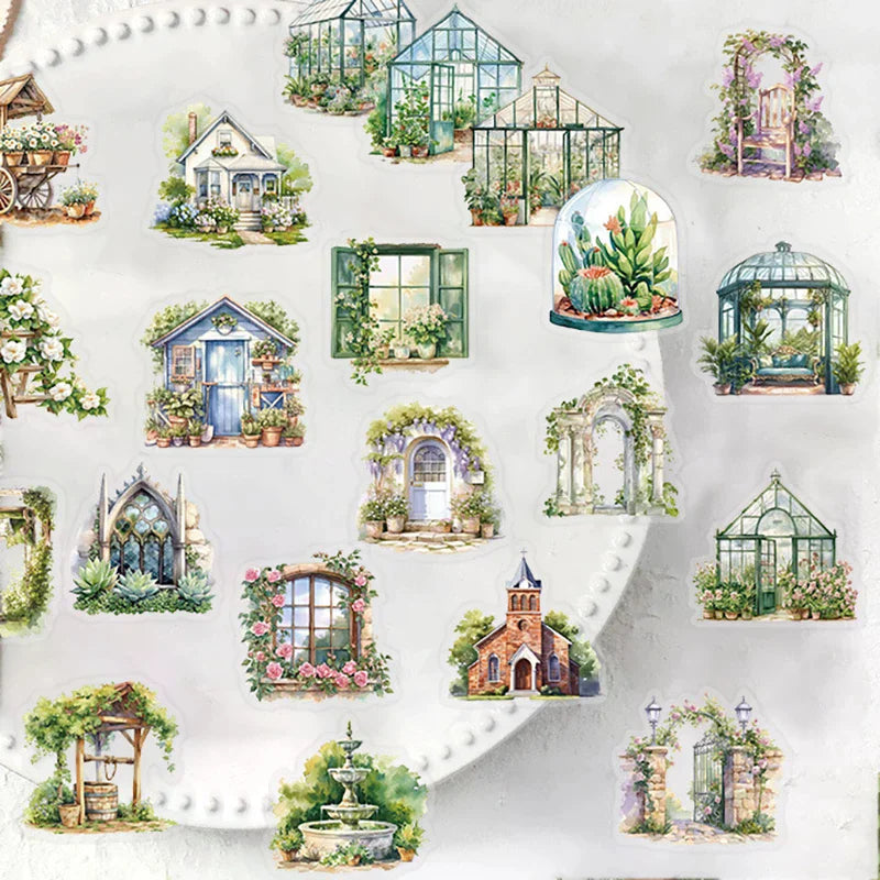 50PCS Flower Field Cottage Cartoon Stickers DIY Scrapbooking Guitar Snowboard Motorcycle Luggage PET Sticker Oasis Select
